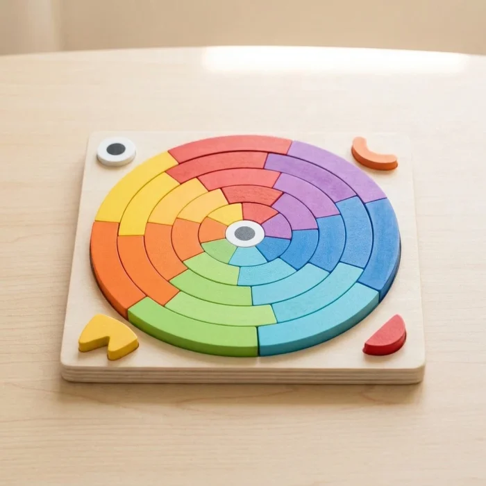 Holz-Mosaikpuzzle Regenbogenkreis