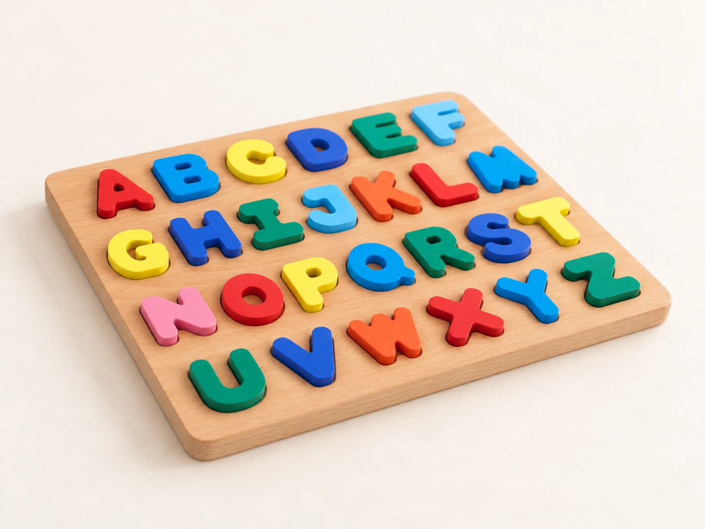 Holz-Alphabet-Puzzle mit bunten Buchstaben